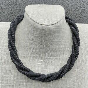 The Limited Necklace Black‎ Braided Mesh Crystal Statement Adjustable Collar